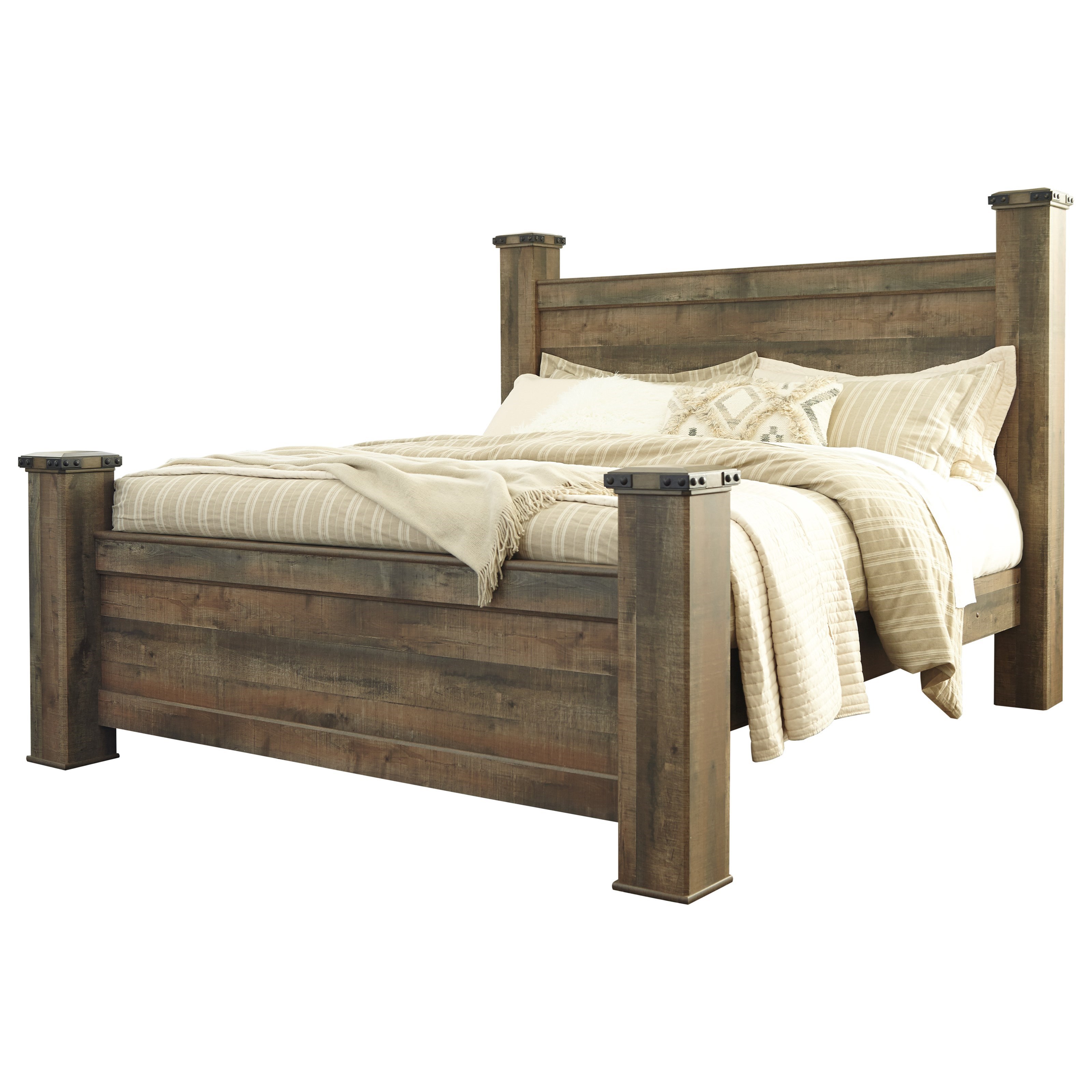 Signature Design by Ashley Trinell B446B45 Rustic Look King Poster Bed